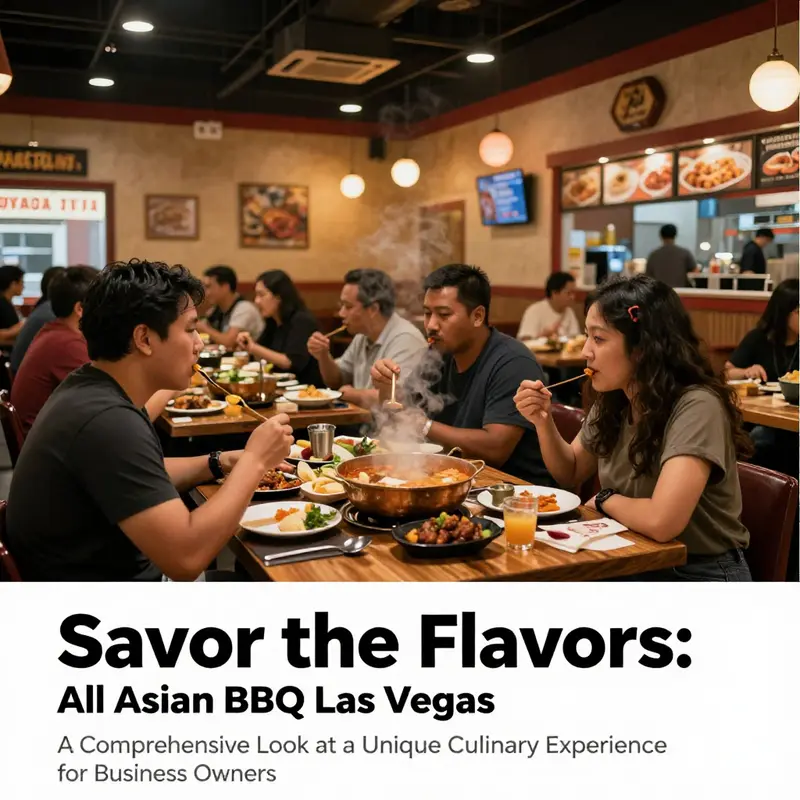 The interior of All Asian BBQ bustling with happy diners in Las Vegas.