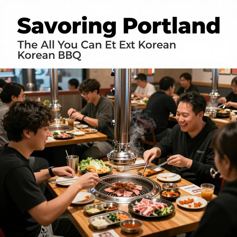 An array of delicious marinated meats and banchan at K-Town Korean BBQ, showcasing the all-you-can-eat experience.
