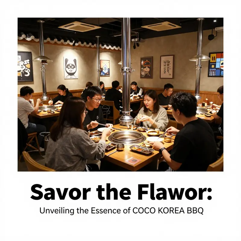 The interactive grilling experience at COCO KOREA BBQ highlighted by a selection of fresh meats and banchan.
