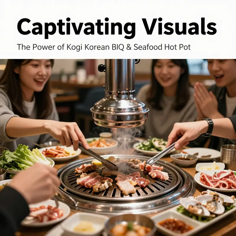 A vibrant display of Korean BBQ and Seafood Hot Pot dishes, showcasing the restaurant’s culinary diversity and inviting dining environment.