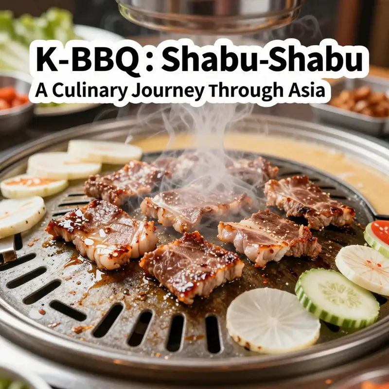 An illustrative comparison of K-BBQ and Shabu-Shabu, highlighting their cultural backgrounds.