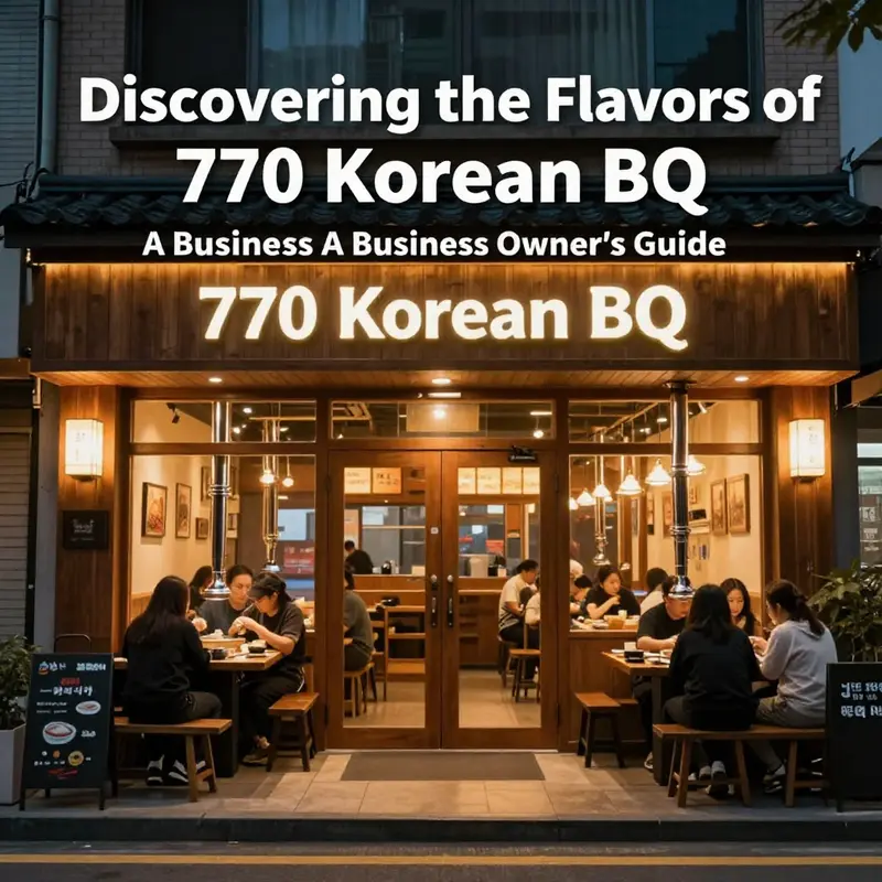 The exterior of 770 Korean BBQ, showcasing bright lights and a welcoming atmosphere.