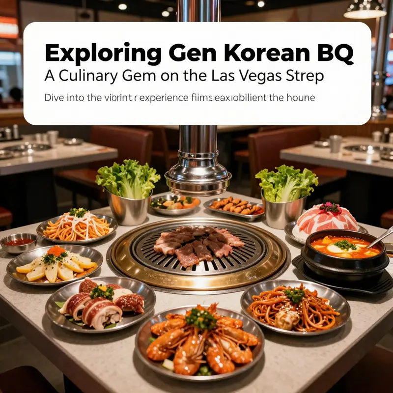A table filled with various Korean BBQ dishes, illustrating the vibrant and diverse culinary offerings at Gen Korean BBQ.