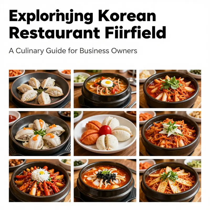 A collage featuring various Korean dishes, representing the rich culinary diversity available at Restaurant Fairfield.