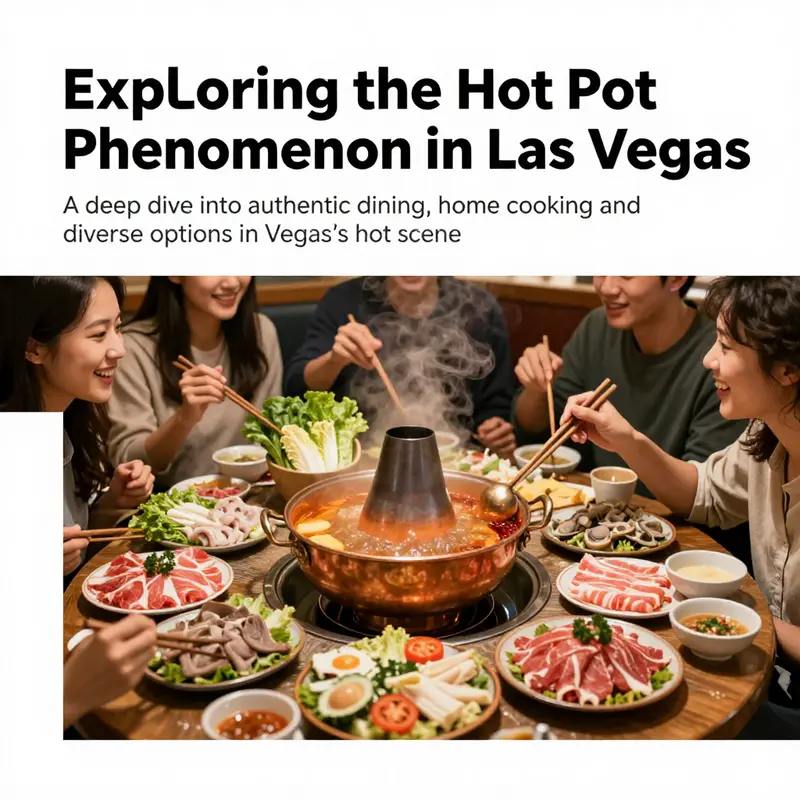 Friends enjoying a hot pot meal together, embodying the social aspect of dining in Las Vegas.