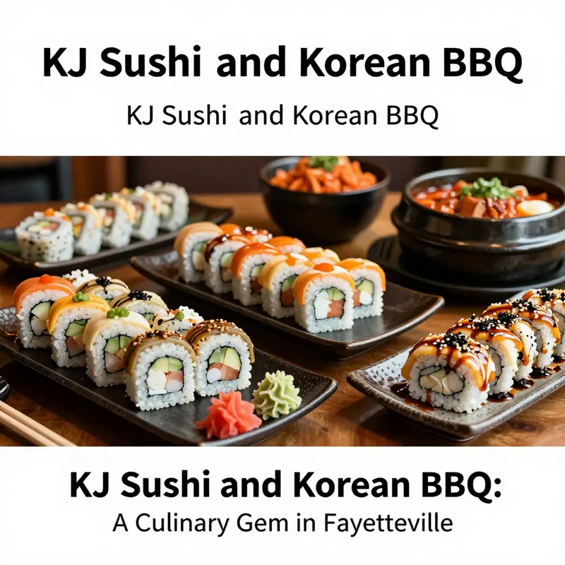 A delectable array of sushi and Korean BBQ specialties that highlight KJ Sushi’s culinary offerings.