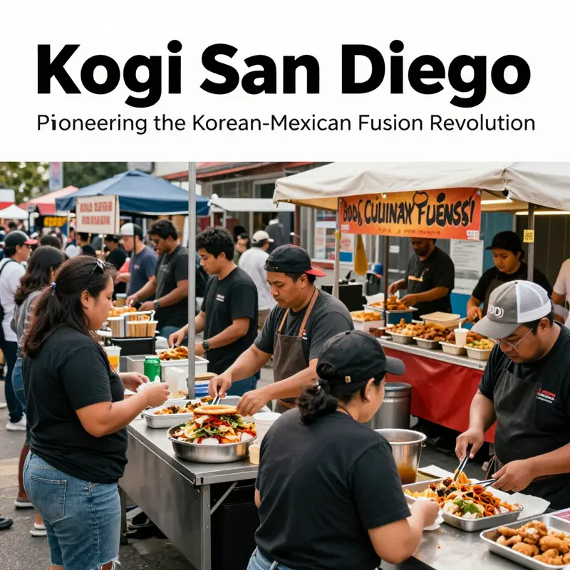 Kogi BBQ food truck in San Diego, a pioneer of Korean-Mexican fusion cuisine, drawing in diverse crowds.
