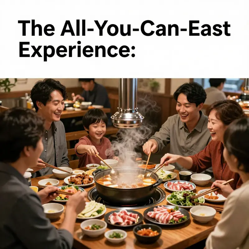 An inviting array of ingredients ready for a memorable hot pot and Korean BBQ experience.