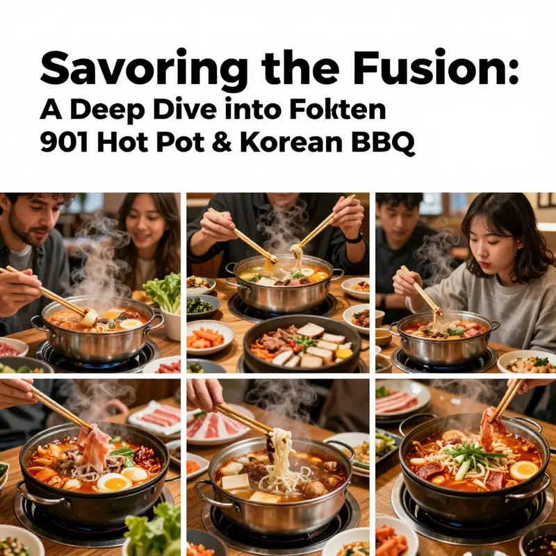 A vibrant dining experience featuring a variety of ingredients ready for hot pot and BBQ cooking.