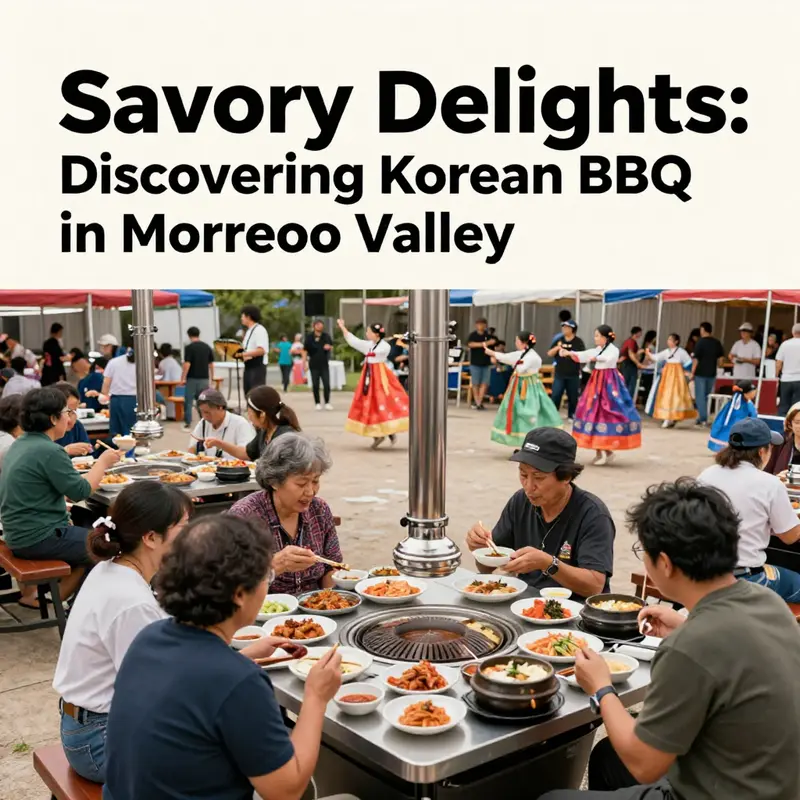 A lively Korean BBQ restaurant scene filled with people enjoying the interactive dining experience.
