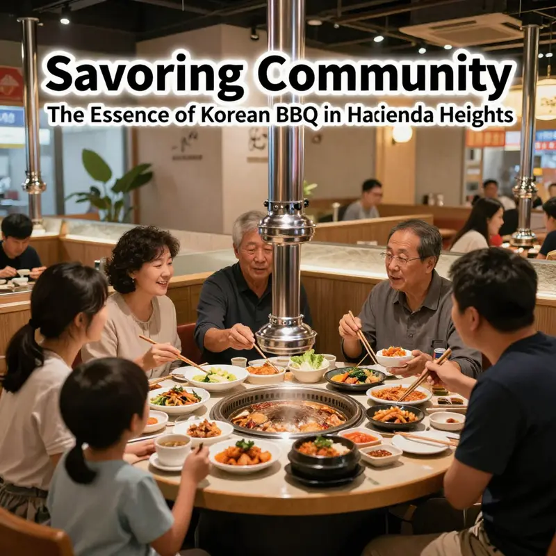 Diners enjoying Korean BBQ at a popular restaurant in Hacienda Heights.