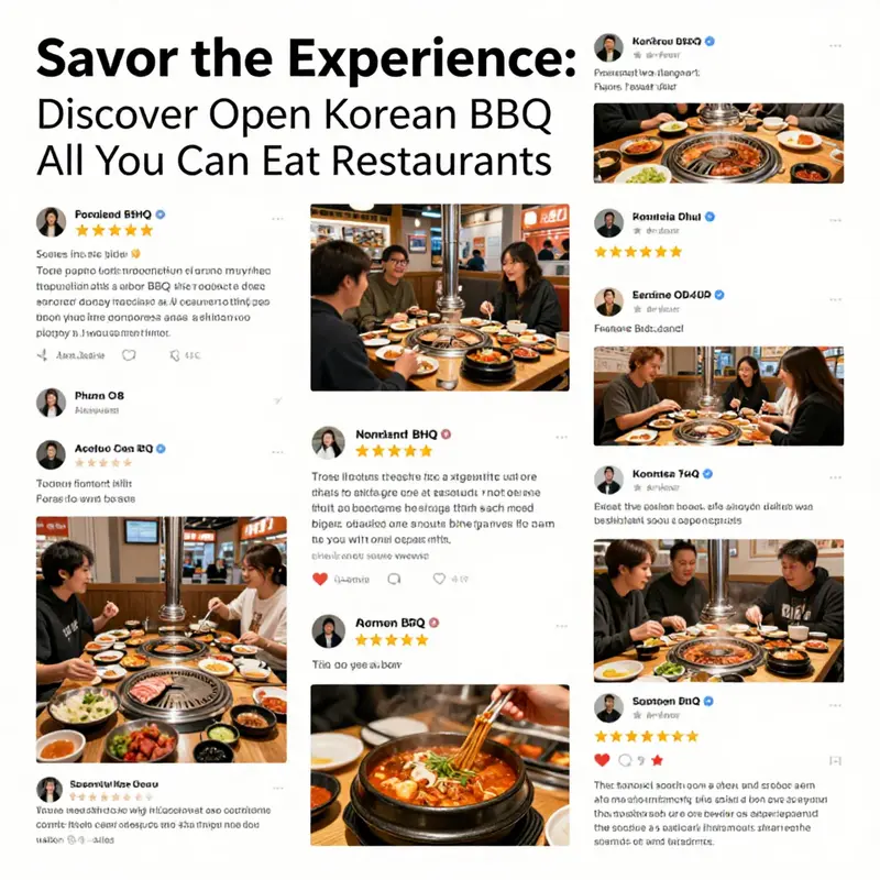 Diners enjoy a vibrant all-you-can-eat Korean BBQ experience with a variety of dishes.