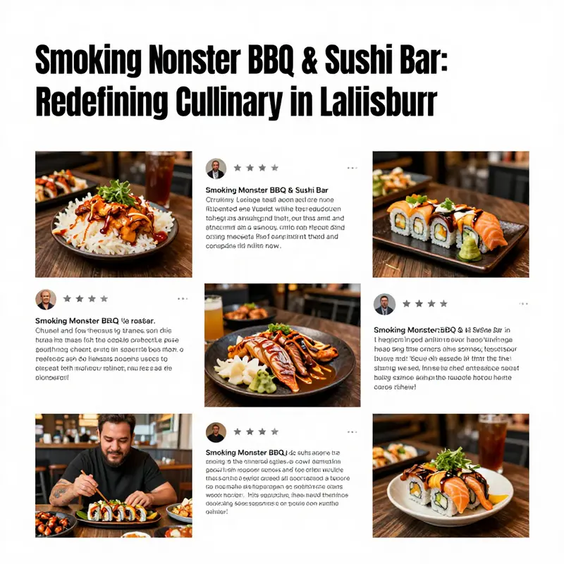 A colorful array of sushi rolls and grilled BBQ meats highlighting the restaurant’s innovative fusion concept.