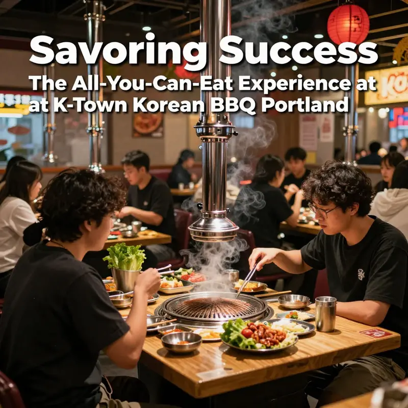 Diners indulging in the all-you-can-eat BBQ experience at K-Town, showcasing the lively atmosphere.