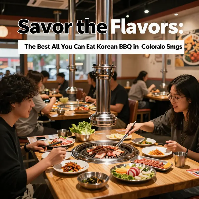 An array of marinated meats and banchan at an All You Can Eat Korean BBQ restaurant in Colorado Springs.