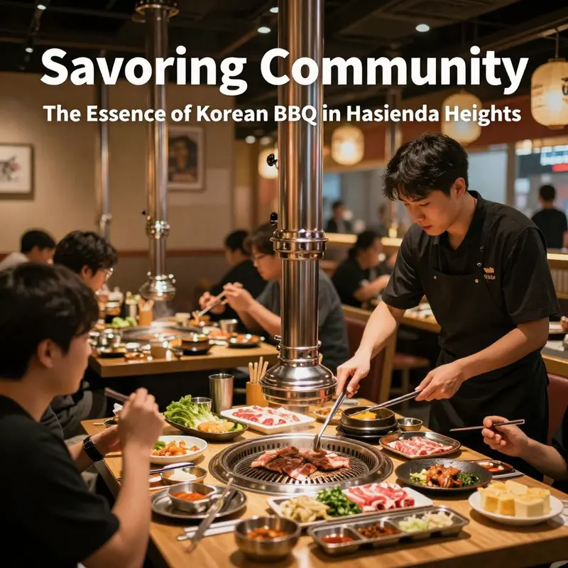 Diners enjoying Korean BBQ at a popular restaurant in Hacienda Heights.