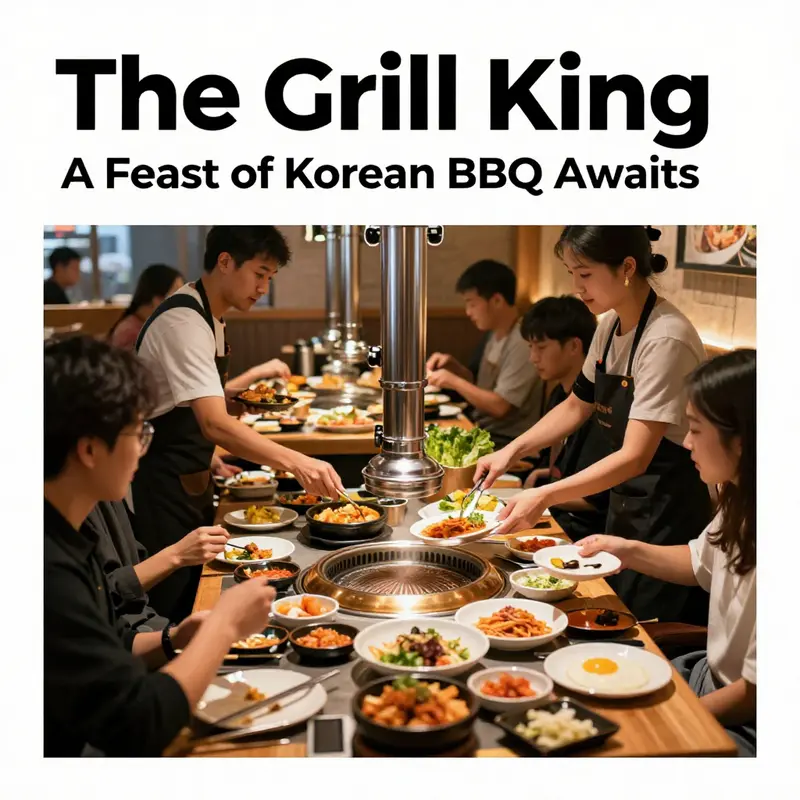 An appetizing spread of The Grill King’s all-you-can-eat menu featuring diverse meats and delectable sides.
