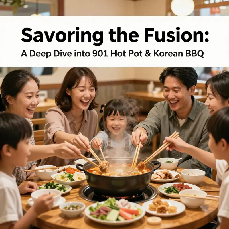 A vibrant dining experience featuring a variety of ingredients ready for hot pot and BBQ cooking.
