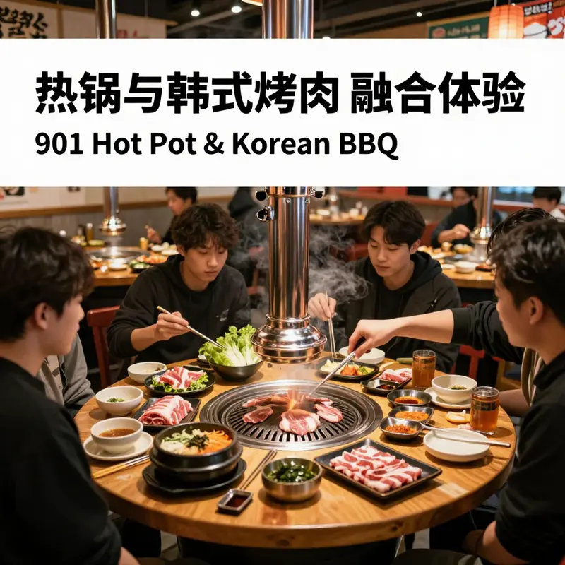 The interactive dining experience at 901 Hot Pot & Korean BBQ, showcasing a blend of hot pot and Korean barbecue.