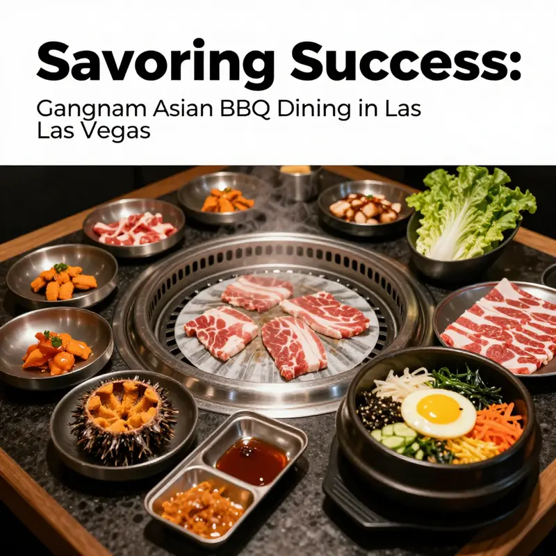 A lively dining experience showcasing guests savoring their Korean BBQ feast.