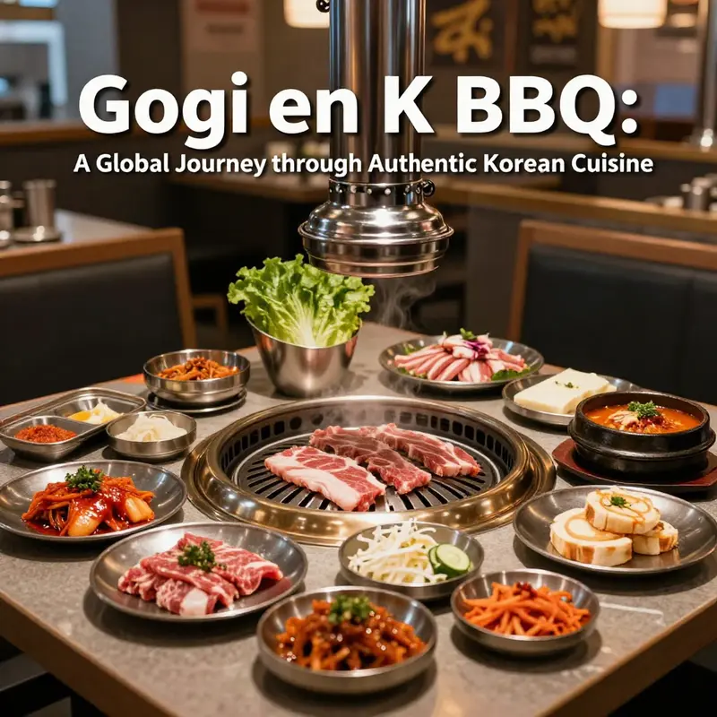 A spread of Korean BBQ dishes showcasing grilled meats and side dishes in an elegant dining setting.