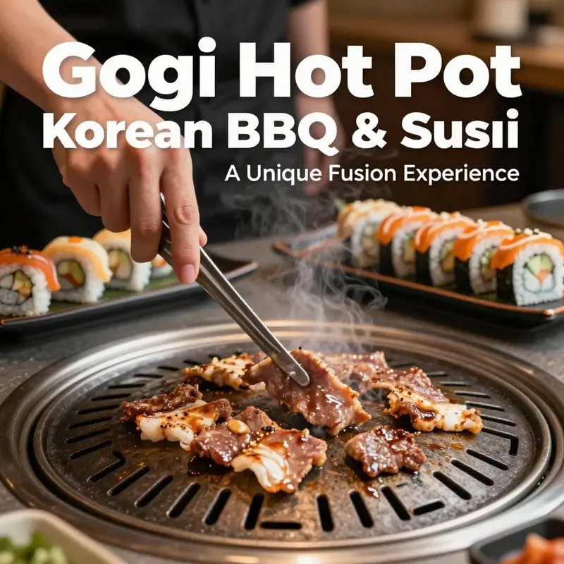 The buffet layout showcasing the variety and freshness of the offerings at Gogi Hot Pot.