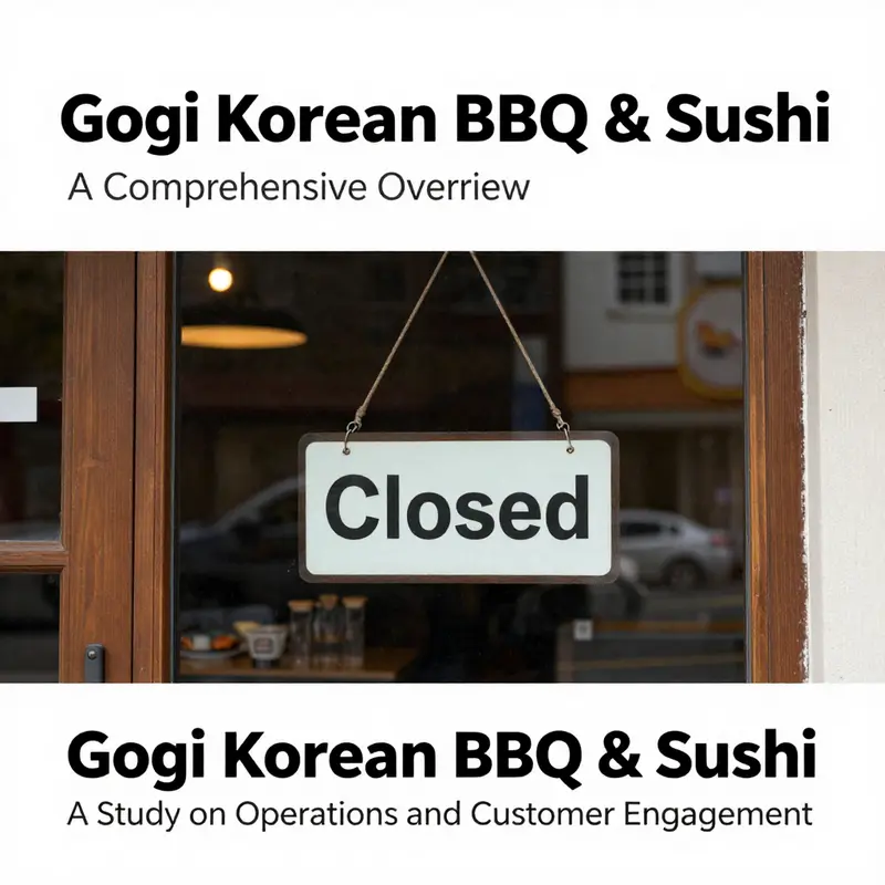The exterior of Gogi Korean BBQ & Sushi, illustrating its closure.