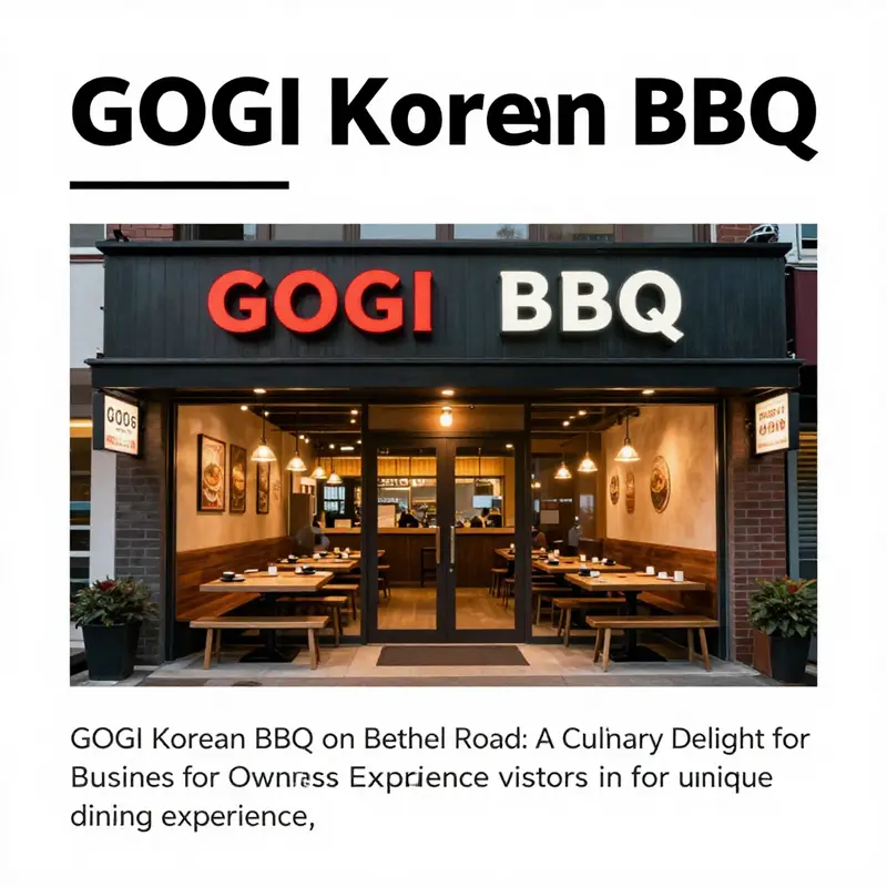 The inviting entrance of GOGI Korean BBQ restaurant with vibrant signage and outdoor ambiance.