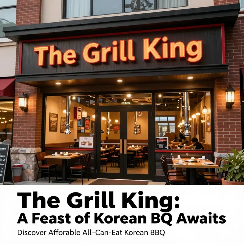 The welcoming exterior of The Grill King All You Can Eat Korean BBQ restaurant.