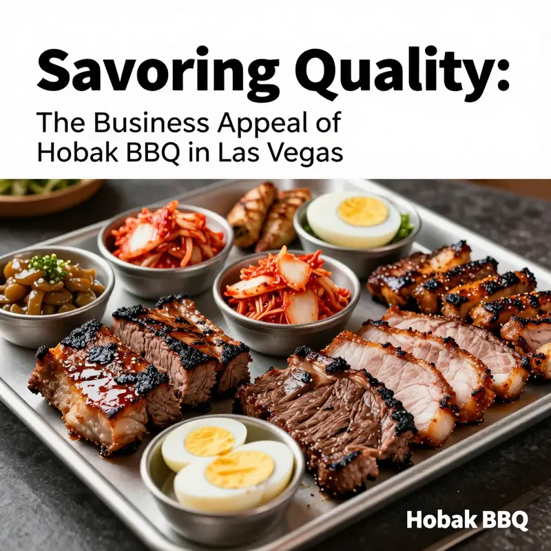 A vibrant selection of grilled meats and traditional banchan from Hobak BBQ.