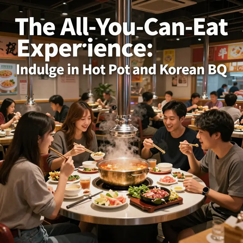 Customers enjoying the social dining experience of hot pot and Korean BBQ in a vibrant restaurant.