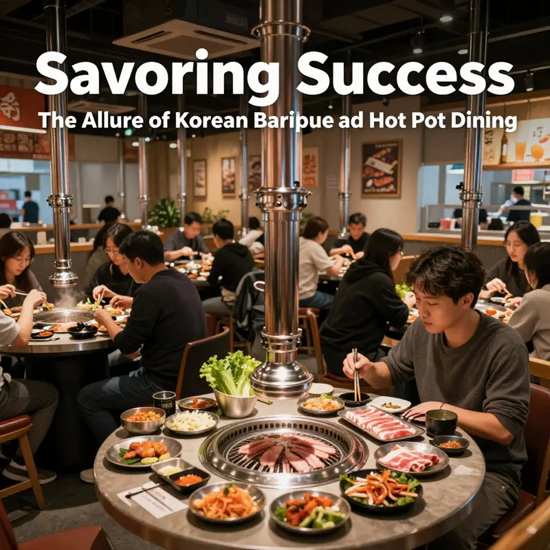 Diners engage in the interactive cooking experience of Korean BBQ, creating a lively and communal dining atmosphere.