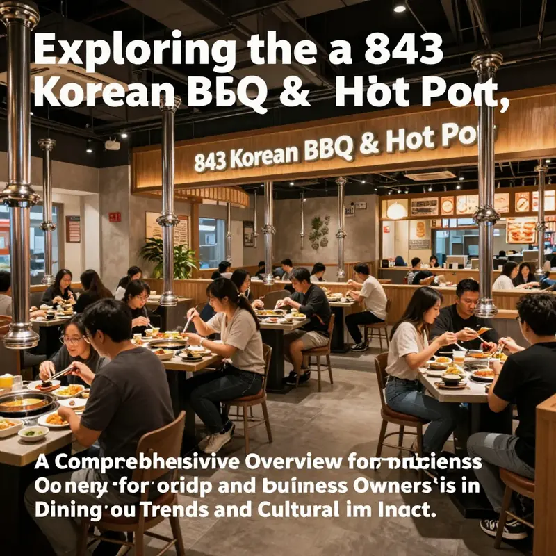 A warm and modern dining interior at 843 Korean BBQ & Hot Pot, featuring guests engaged in the interactive BBQ and hot pot experience.