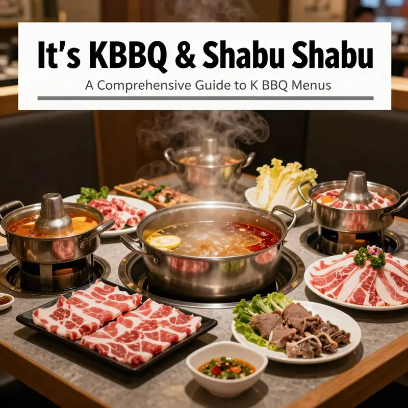 An array of marinated meats and fresh sides at Angus KBBQ, representing a vibrant K BBQ experience.