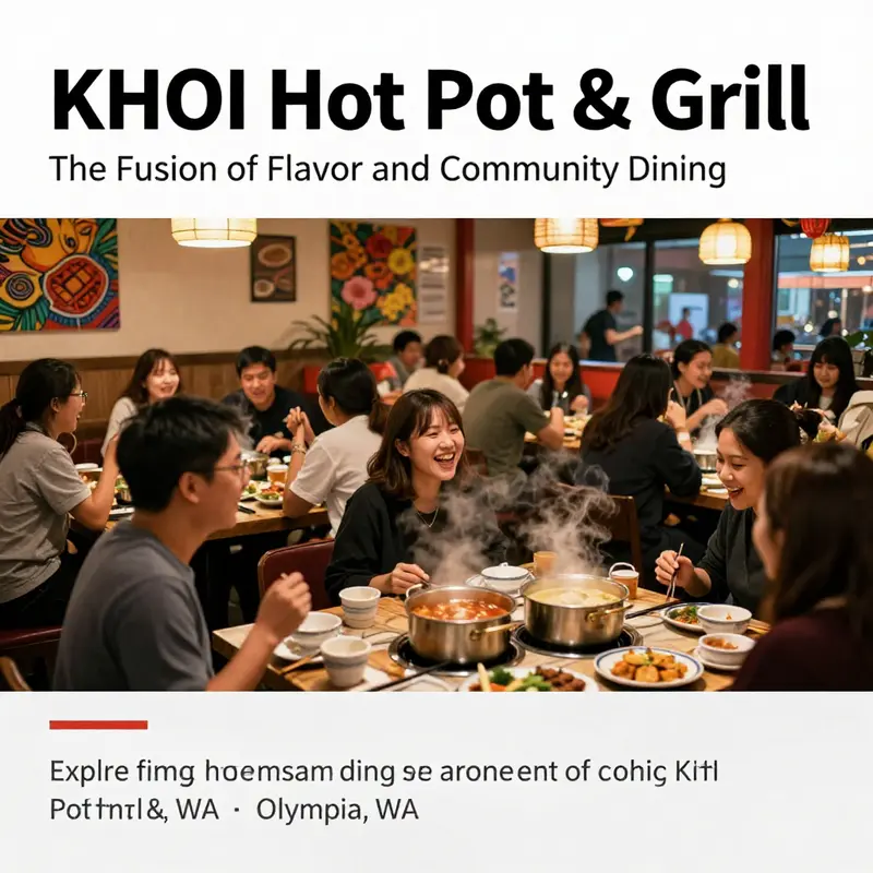 A lively scene at KHOI Hot Pot & Grill, featuring diners enjoying their meals in a vibrant, welcoming environment.