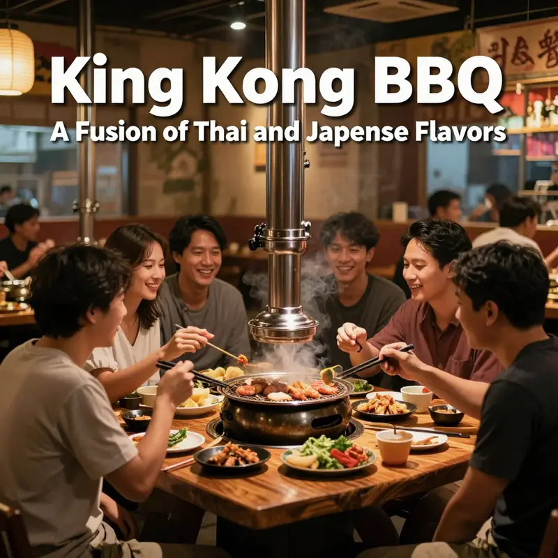 An enticing selection of dishes showcasing the fusion of Thai and Japanese flavors at King Kong BBQ.