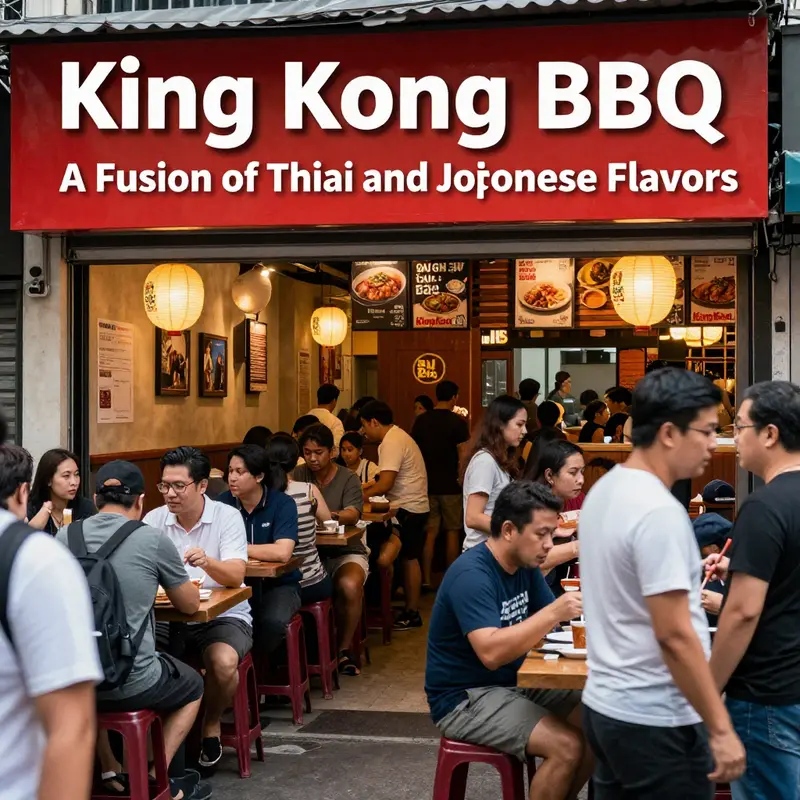 An enticing selection of dishes showcasing the fusion of Thai and Japanese flavors at King Kong BBQ.