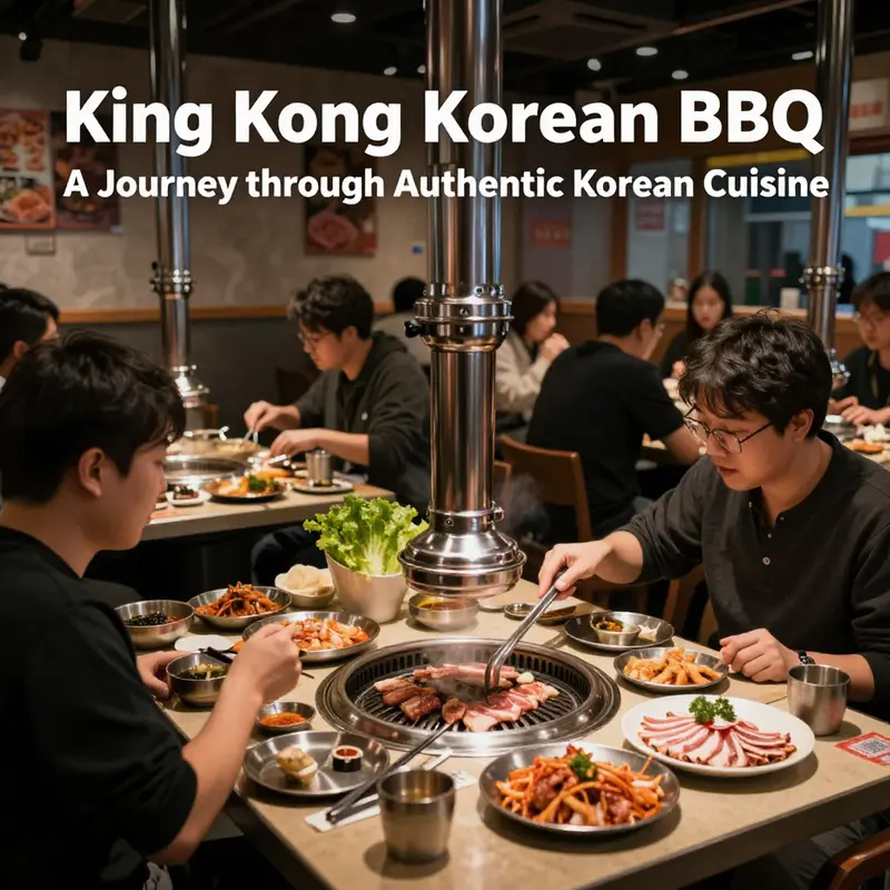 A lively dining atmosphere at King Kong Korean BBQ, highlighting the vibrant grill experience and culinary tradition.