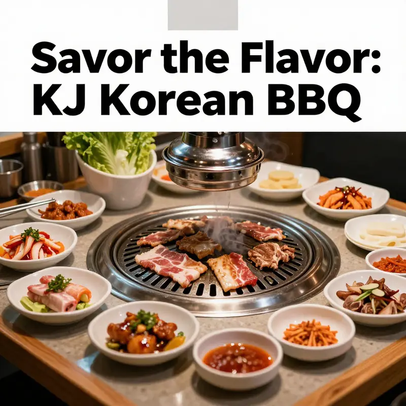 A vibrant Korean BBQ setup, perfect for sharing a communal meal.