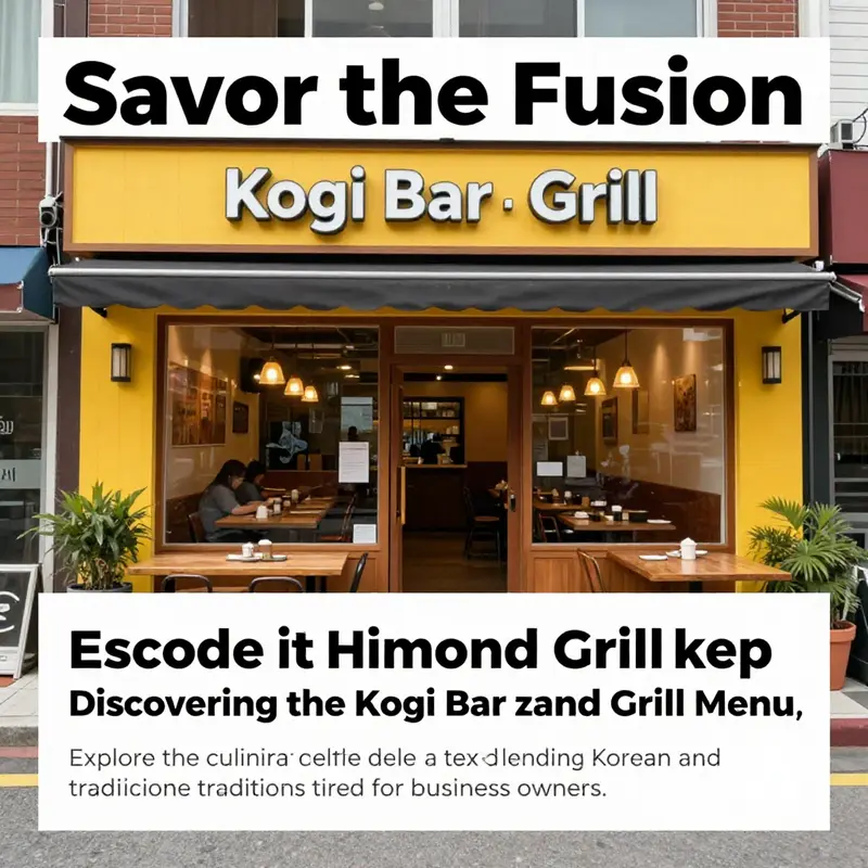 A welcoming view of Kogi Bar and Grill's exterior, showcasing its vibrant colors and design, representing the fusion of cultures.