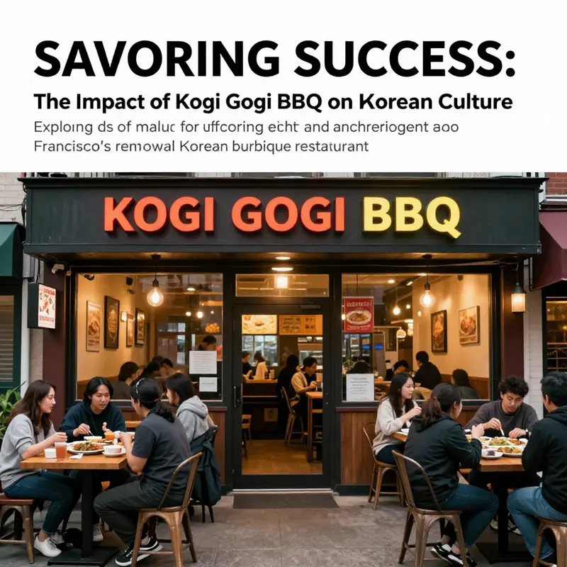 The front view of Kogi Gogi BBQ showcasing its inviting entrance and busy outdoor seating area.