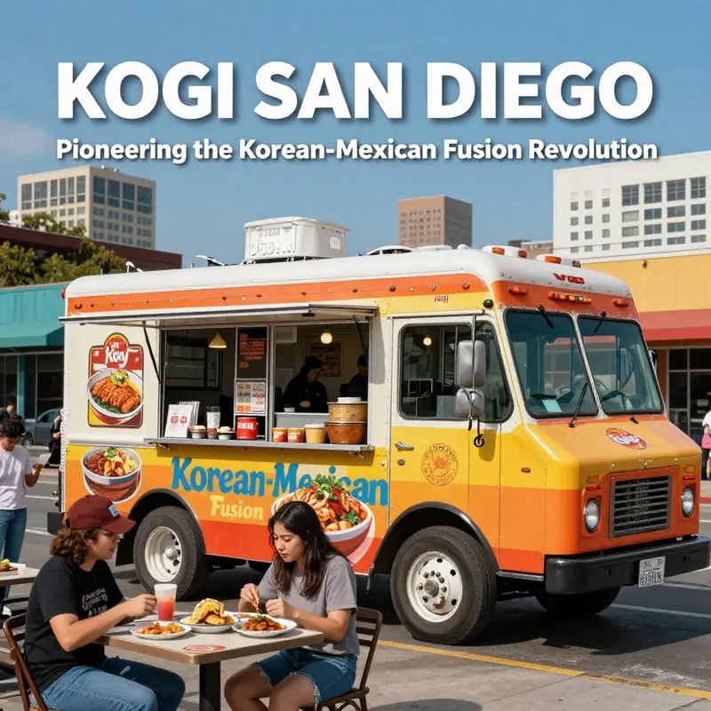 Kogi BBQ food truck in San Diego, a pioneer of Korean-Mexican fusion cuisine, drawing in diverse crowds.