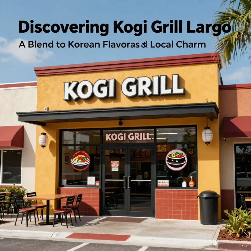 The inviting entrance of Kogi Grill Largo, exemplifying its unique Korean-themed decor.