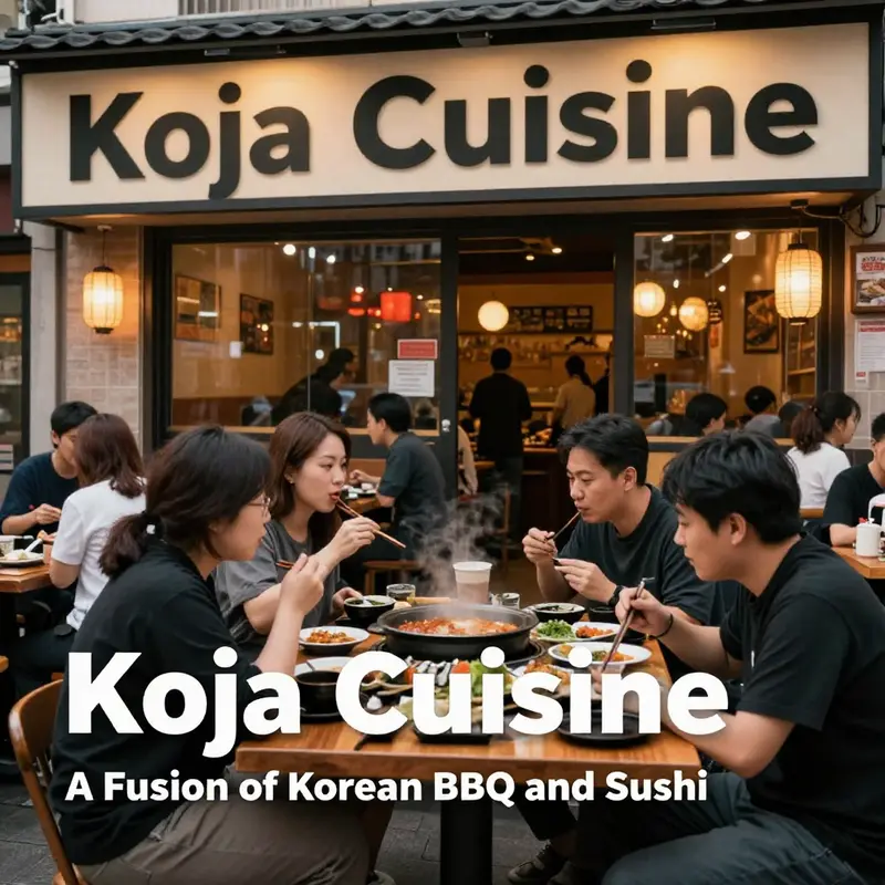 A delightful spread of Korean BBQ and sushi, epitomizing the fusion culinary experience at Koja Cuisine.