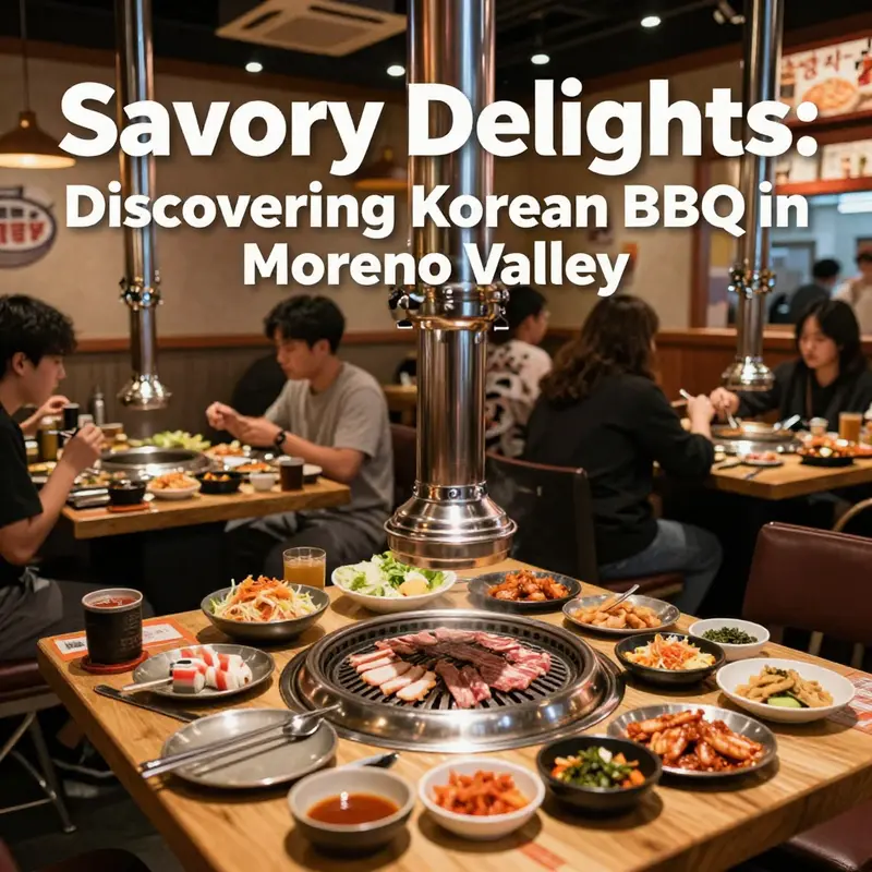 A lively Korean BBQ restaurant scene filled with people enjoying the interactive dining experience.