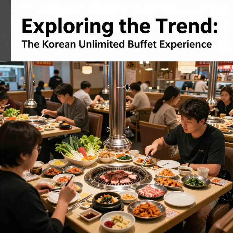 Diners enjoying the immersive experience of a Korean BBQ buffet.