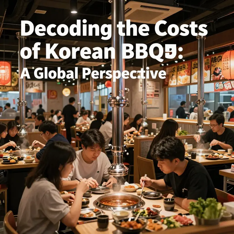 A traditional Korean BBQ spread showcasing the diverse culinary offerings and high-quality ingredients typical in South Korea.