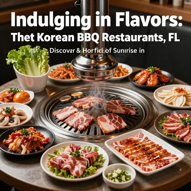 An enticing display of Korean BBQ selections, emphasizing the intricate grill and vibrant colors of the dishes.