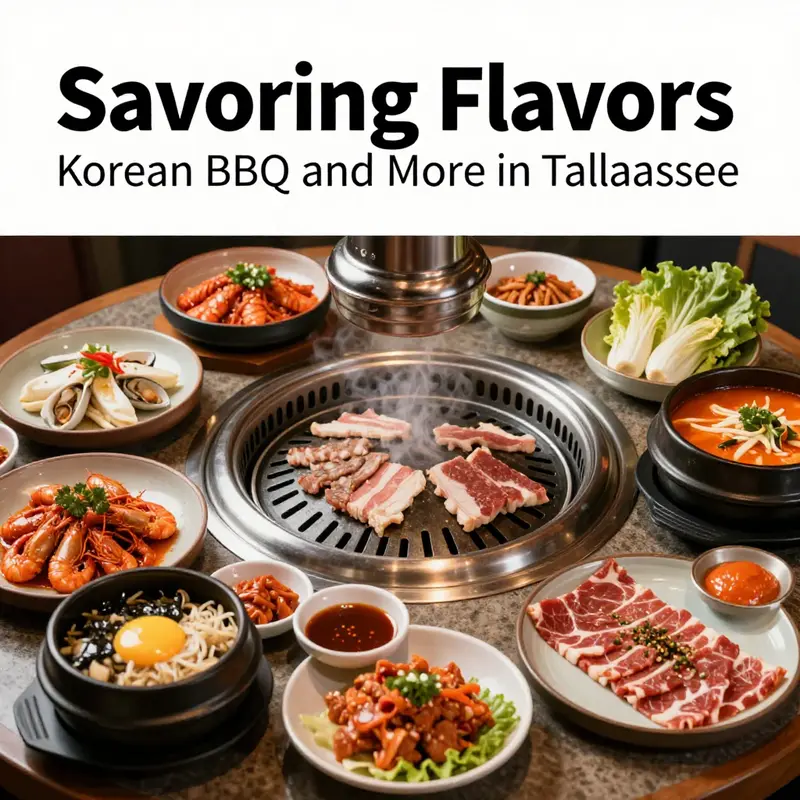 A bustling Korean BBQ restaurant scene in Tallahassee, showcasing the local dining culture.