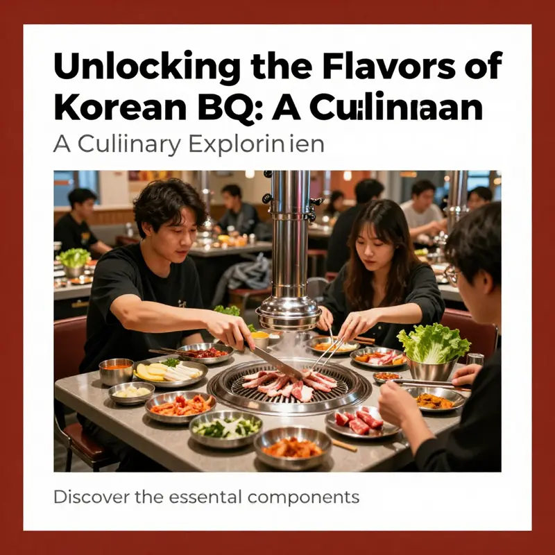 Diners gathered around tables at a Korean BBQ restaurant, grilling their own meats and enjoying a vibrant dining atmosphere.